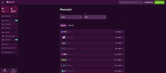 Metody wpłat w Malina Casino z limitami w złotówkach: PlayID, karta, BLIK, Paysafecard