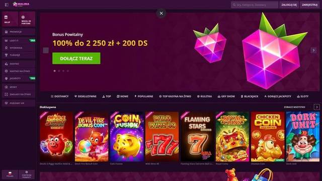 Strona główna Malina Casino z bonusem powitalnym 100% do 2250 zł i 200 darmowych spinów